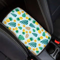 Monstera Leaf Auto Armrest Seat Box Cover Dust-Proof Car Center Console Armrest Cushion Cover Pad Protector Decorative Hawaii Fruit Car Accessories for Auto Vehicles SUV