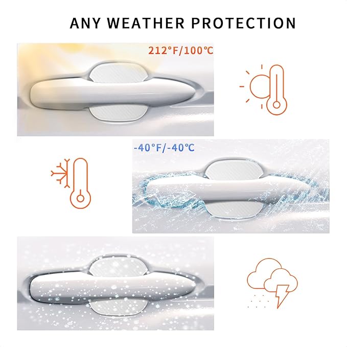 TANGSEN 4Pcs Universal 3D Carbon Fiber Texture Automotive Door Cup Handle Recess Paint Protector Cover Scratch Non-Marking Silicone Personalize Pad Sticker (White, M)