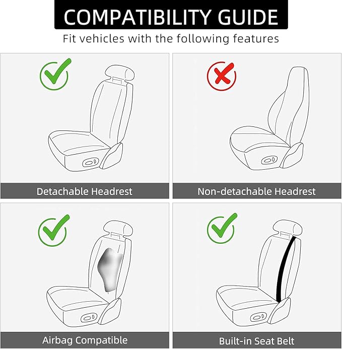 1 Pack Leather Front Car Seat Cover, Universal Sideless Car Seat Protector with Storage Pocket and Seat Belt Pad, Waterproof Automotive Seat Cover Cars Trucks SUV(Grey)