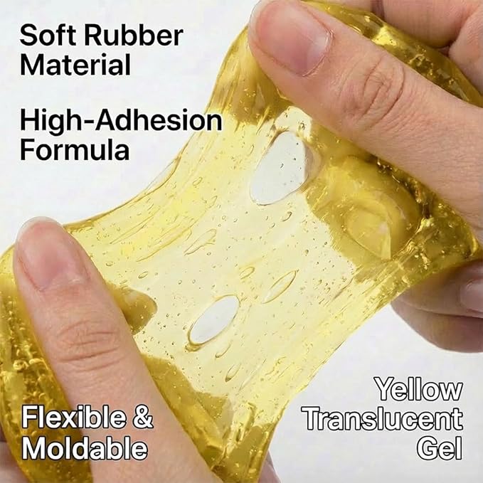 4PCS Car Cleaning Gels, Universal Automotive Air Vent Dust Cleaning Putty, Reusable Auto Interior Detailing Slime Supplies, Fit for Dashboards, Cup Holders (Yellow)
