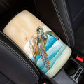 Suobstales Turtle Starfish Beach Print Car Armrest Pad Soft Center Console Arm Rest Protector Cover Universal Car Interior Accessories Decoration