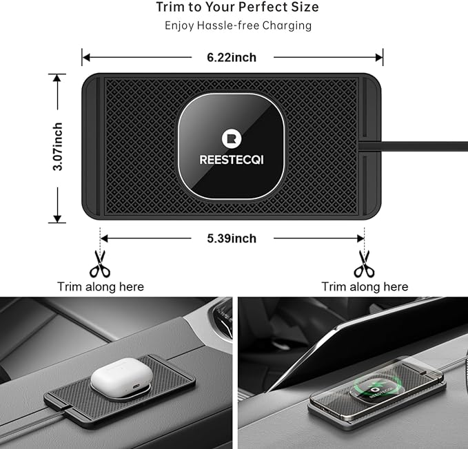 Magnetic Wireless Car Charger Pad, REESTECQI 15W Wireless Charging Pad for Magsafe Charger Non Slip Type C with 40W Car Charger for iPhone 17/16/15/14/13/12, Airpods (30CM Cable)