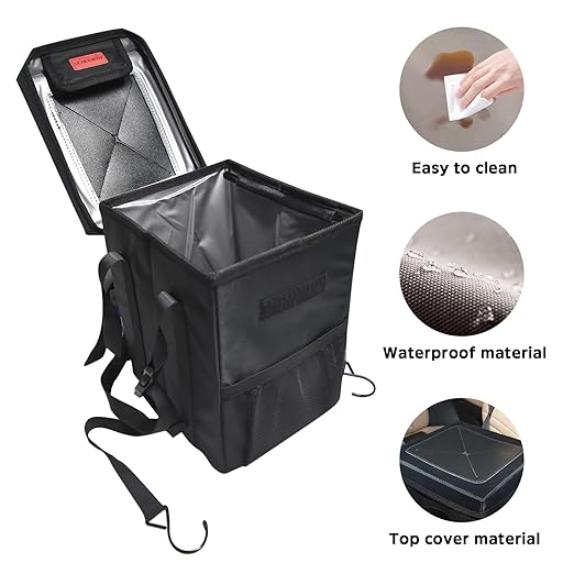 Leakproof Car Trash Can with Lid - 1.8 Gallon Soft Silicone Garbage Bin Hanging Fit for Entral Console/Front Seat Car, Sedan, SUVs, MPVs & Truck - Easy to Clean Vehicle Trash Can