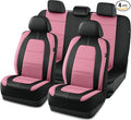 Road Comforts Car Seat Cover, Leather Car Seat Cover Full Set, Automotive Seat Covers, Airbag Compatible Universal Fit for Most Cars (Pink)