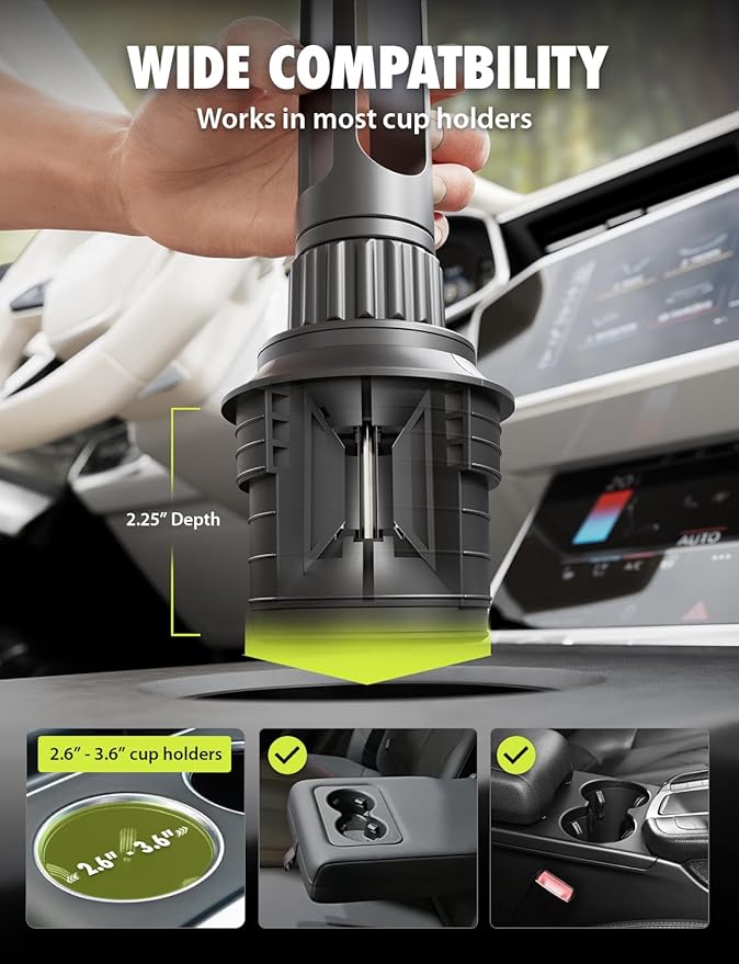 Bracketron OneClick Cup Phone Holder for Car - Universal Cup Holder Phone Mount, Fits Devices up to 4.2", 360° Rotation with Twist-Expand Base & Folding Support Legs
