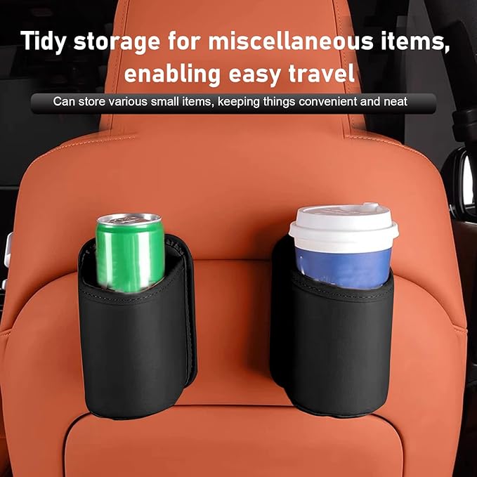 Shakas Car Door Large Cup Holder, Multifunctional Storage Bag Trash Can for Beverage Water Cup Mobile Phone, Waterproof Cleanable Leather Insert Organizer for Seat Back, for Cars Trucks (Black)