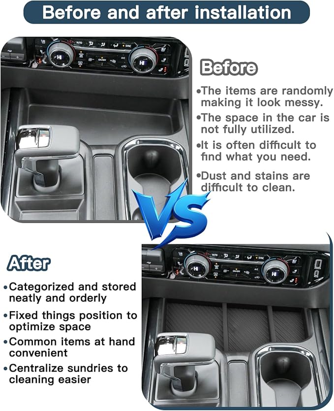 Ruiya 2026 Silverado Sierra Lower Console Organizer Compatible with 2023-2026 Chevy Silverado/GMC Sierra 1500 Accessories Console Organizer 2026 Silverado & Sierra (Full Console w/Bucket Seats ONLY)