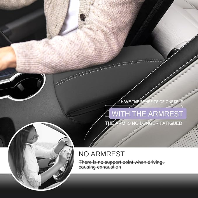 Mustang Center Console Cover Compatible with 2024 2025 Ford Mustang Accessories Mustang Armrest Cover Center Console Pad 2025 Mustang EcoBoost Premium/GT Armrest Console Cover Soft Leather,Gray Line