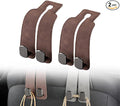 Velocury Car Seat Hooks for Purses and Bags, Foldable Headrest Hooks for Car, Faux Suede Back Seat Organizer for Groceries, Handbags and Accessories (Brown, Pack of 2)