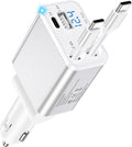 Retractable Car Charger USB C, 4 in 1 Fast Car Charging Adapter With 2 Flexible USB C Cable for iPhone 17 Samsung Android Phones, USBC Cigarette Lighter Gift for Men Car Gadget Electronics Accessories