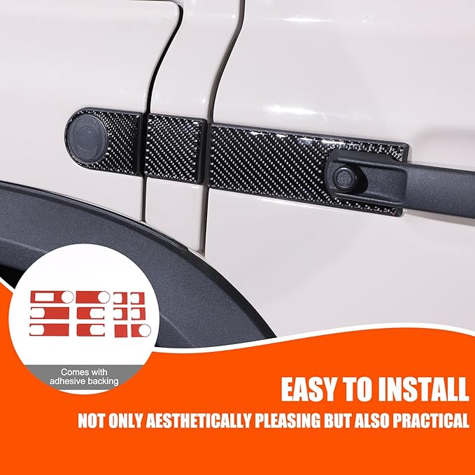 Tumukiw 12PCS Car Door Handle Scratch Protectors Compatible with INEOS Grenadier 2020-2024 Accessories, Soft Carbon Fiber Car Door Handle Panel Sticker Exterior Decoration (Black)