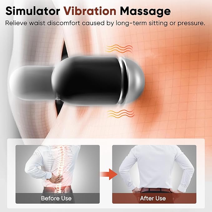 3 in 1 Upadate Rechargeable Electric Lumbar Support Pillow with Adjustable Height for Bed and Chair,Back Massager with Heat,Back Massager for Pain Relief Deep Tissue,Waist Wedge Bolster (Black)