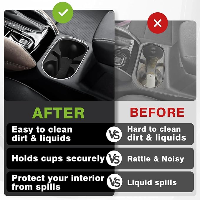 Muslogy Center Console Cup Holder Inserts Compatible with 2023-2025 Chevy Colorado & GMC Canyon Accessories Front Console Drink Holder Silicone Organizer Non-Slip Upgraded Snug Fit