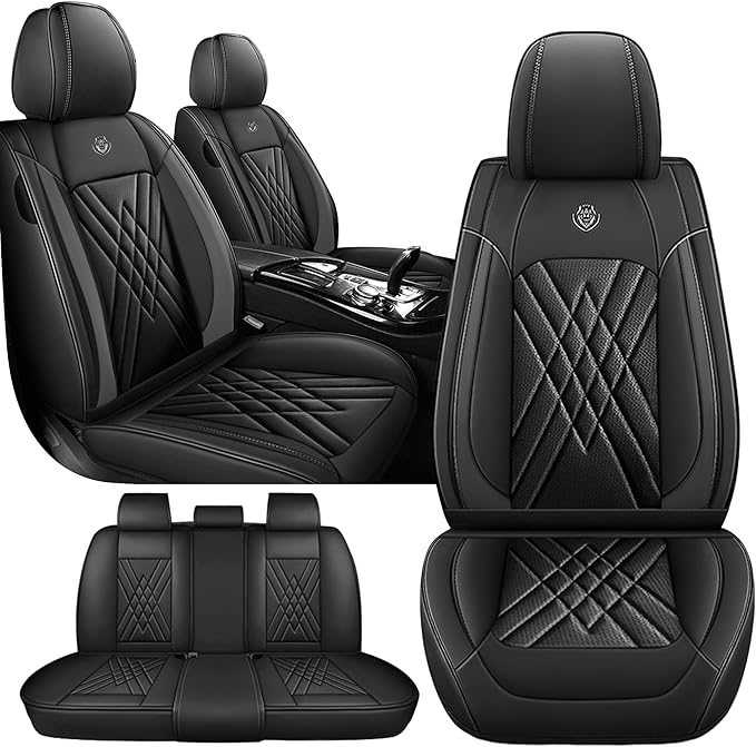 JGDL Car Seat Covers for Subaru Crosstrek 2016-2026, 5 Piece Set Nappa Leather Non-Slip Seat Protectors, Breathable Seat Cover Set. (Standard 5 Seats, Black)