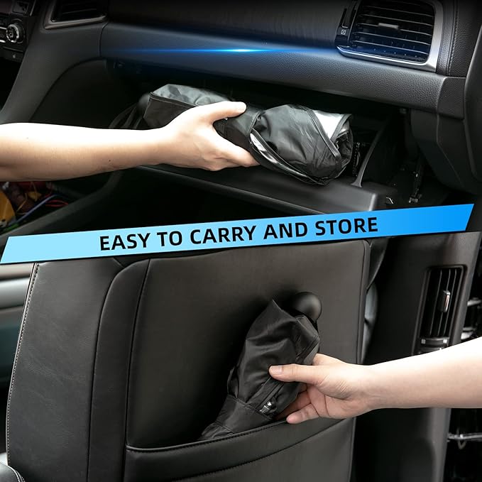 PONYBRO Foldable Windshield Sun Shade Umbrella for Cars,SUVs, MiniTrucks and Vans,Universal Fit Sturdy Frame Sunshade with UV 100% Block & Heat Insulation, Full-Coverage Sunshade 57" x 31.5" inches.