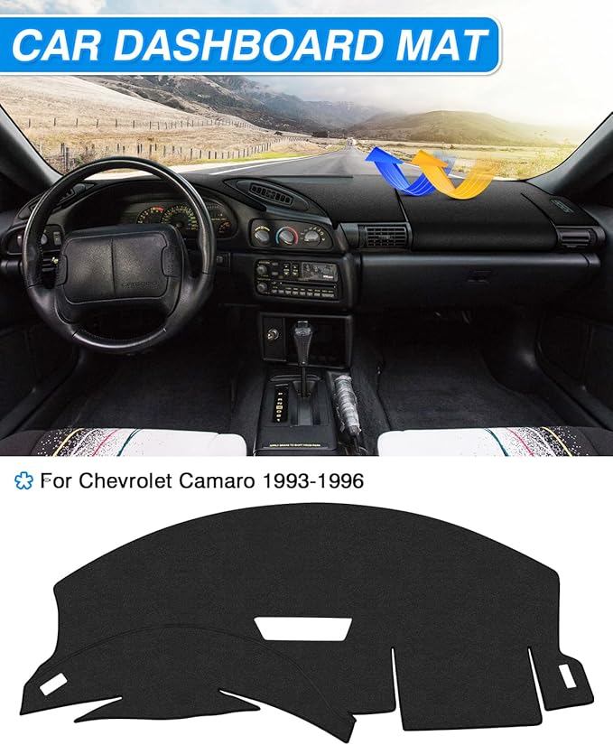 CARTIST Dash Cover Compatible with Chevrolet Camaro 1993 1994 1995 1996 Dashboard Cover Mat for Chevrolet Camaro Accessories Non-Slip Carpet Sunshield Glare UV Rays Protector