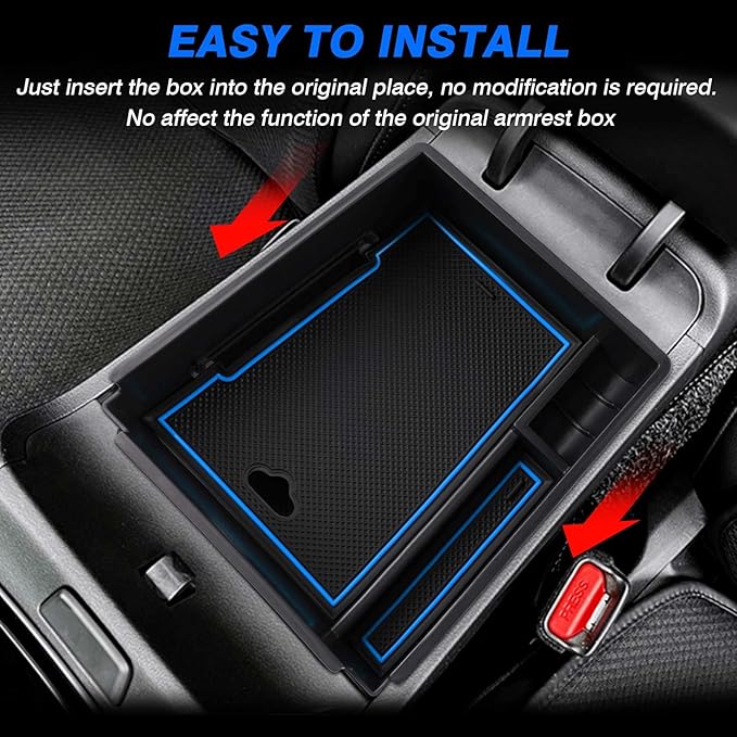 FIILINES Center Console Organizer for 2022-2024 Hyundai Tucson Limited/Hybrid (Automatic Transmission Only), Center Console Tray Secondary Armrest Storage Box ABS Insert Container with Anti-Slip Mats