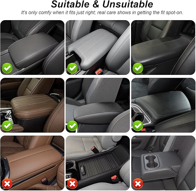 Upgraded Car Center Console Cover Fit for Corolla Cross Faux Leather Car Armrest Cover Cushion with 2 Storage Bags,Car Armrest Storage Box Interior Accessories(Black&Redline)