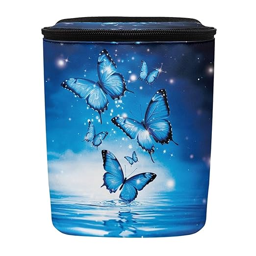 Blue Butterfly Car Trash Can Leak Proof Hanging Garbage Bin for Back Seat Easy to Install Vehicle Trash Can Hanging Fashion Auto Interior Universal Fit Truck Automotive Most Cars