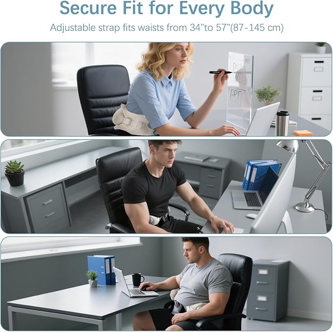 JIPORIER Inflatable Seat Cushion Pillow for Airplane Travel Lumbar Support Pillow for Office Chair/Car Seat Dual-Zone Adjustable Back Support for Reducing Lower Back Pain
