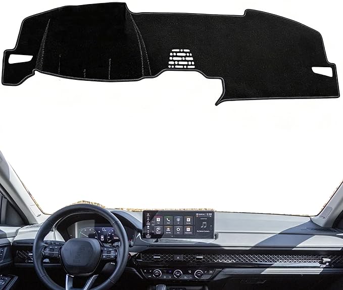 Upgraded Dash Mat for 2023-2025 Honda Accord Polyester Dash Board UV Protection Non-Slip Windshield Reflective Dash Cover Interior Accessory Black
