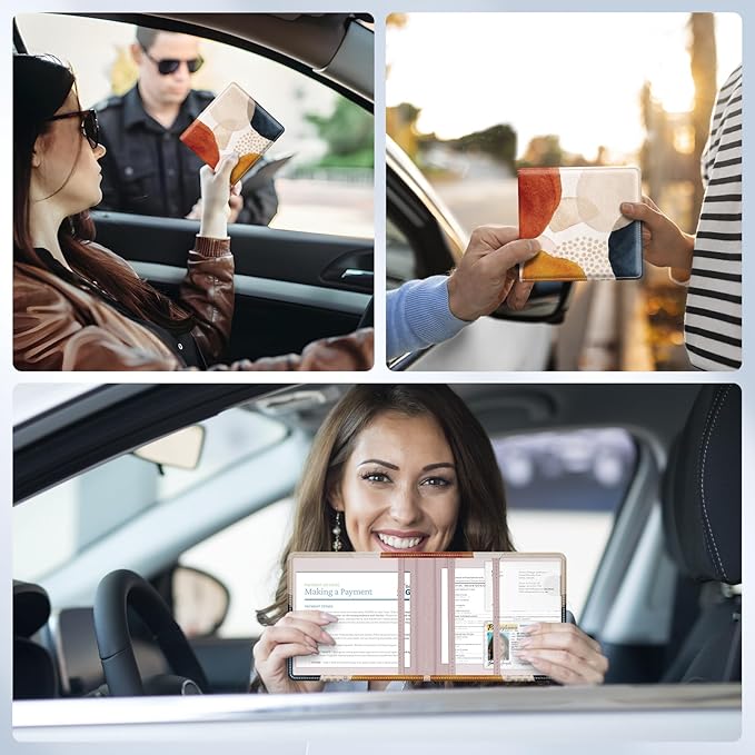Pisypox Car Registration and Insurance Card Holder，Vehicle Glove Box Car Organizer，Accessories Case for Storing Driving Licences, Cards, Documents