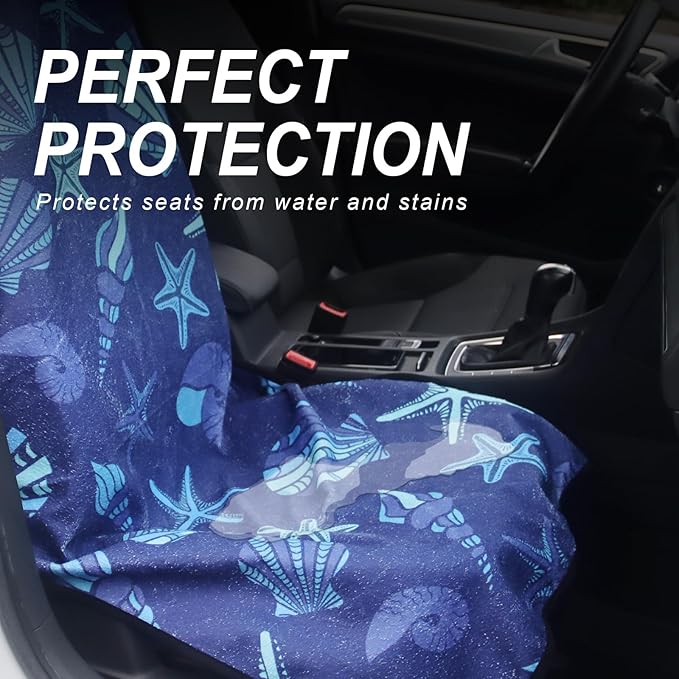 nbnhxnff Car Seat Cover (Starfish Shell Conch, 1pcs Front Seat)