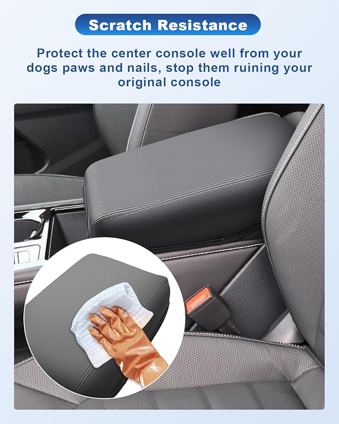 CDEFG for 2024 2025 2026 VW Volkswagen Atlas Center Console Cover for Atlas Accessories 2025 2026 Armrest Cover Atlas 2025 Middle Console Pad Arm Rest Cushion (Black Leather)