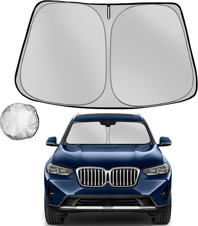 Fonowka Windshield Sun Shade for 2018-2025 BMW X3 Foldable Sun Sunshade for Car Front Window Blocks UV Rays and Heat Automotive Interior Protector Custom Fit Accessories