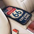 Vintage Car Route 66 Center Console Cover Pad, Car Armrest Seat Box Cover Cushion Universal for Most Vehicle SUV Truck, Car Interior Accessories Decor, Protect from Pet Claws & Dirt