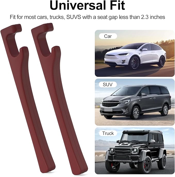 JAGAOSL Car Seat Gap Filler, Universal Fits Car SUV Truck PU Leather Crevice Blocker, Between Seat and Center Console, Stops Cellphone Wallet Keys Coins from Dropping, 2 Pack Red