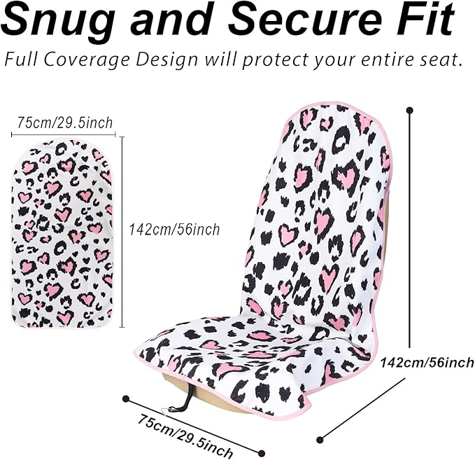 nbnhxnff Sweat Towel Car Seat Cover Protector Front Seats for Gym Workout, Running, Swimming, Beach and Hiking, Waterproof Universal Seat Cover for Car, Trucks, Van & SUV (Love Spot, 1pcs Front Seat)