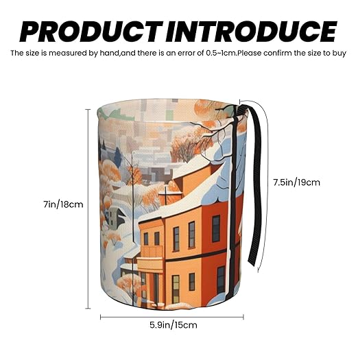 Car Trash Can Hanging, Winter Snowy Town Waterproof Auto Garbage Bin Universal Vehicle Waste Container, 3.5L Capacity