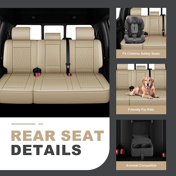 DISUTOGO Full Set Seat Covers Fit for Nissan Altima 2009-2025 2026 Waterproof Faux Leather Automotive Cushion Protector Car seat Covers Compatible Airbag(5 Seats, Beige)