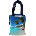 Car Trash Bag Beach Palm Trees Car Garbage Bag Waterproof Car Trash Can for Back Seat with Adjustable Straps and Drawstring, Foldable Car Trash Bin for Car Accessories Vehicle Travelling Camping