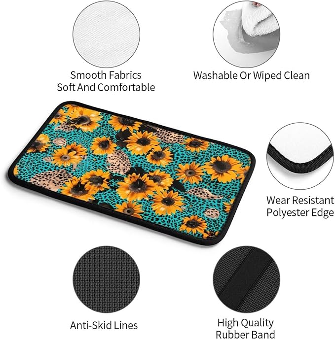 Center Console Cover Sunflower Flower Armrest Lid Cushion Pad Blue Leopard Arm Rest Cover Girly Car Accessories