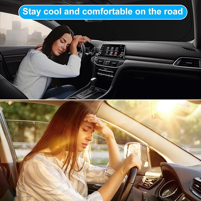 SHINEHOME Car Windshield Sun Shade for 2018-2024 2025 2026 Honda Accord Front Window Sun Visor Reflector 210T Blocks UV Rays Foldable Sunshade Car Interior Protection Accessories