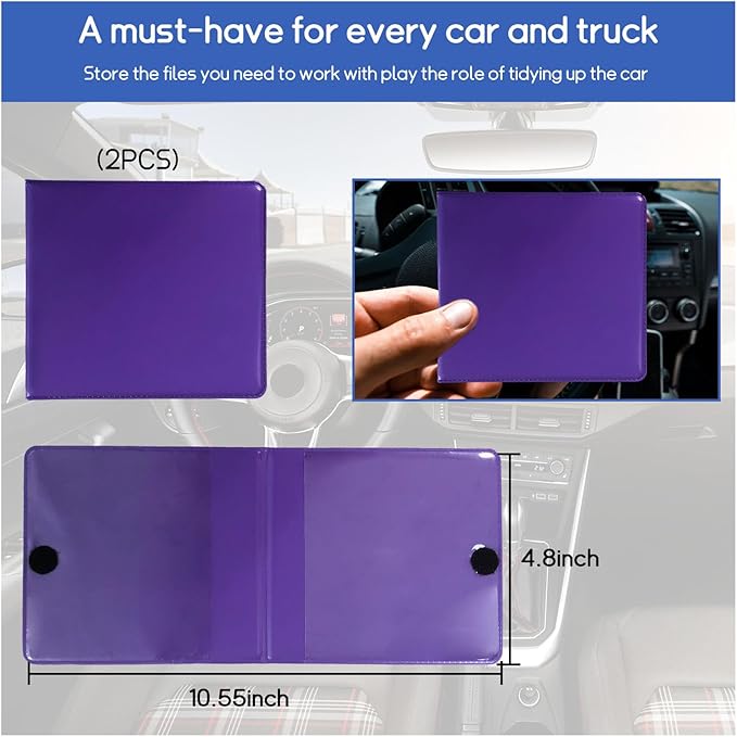 2 PCS Car Registration and Insurance Holder, 10.6''×4.8'' Essential Auto Card Glove Box Organizer with Closure, Vehicle Interior Accessories Perfect for Documents, Cards