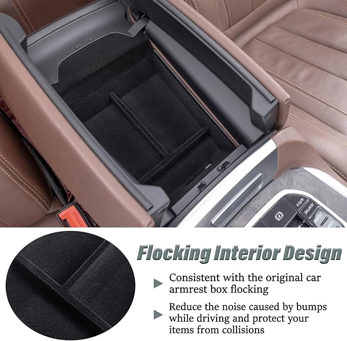 JKCOVER Center Console Wireless Charging Protective Mat and Flocking Material Center Console Organizer Tray Compatible with BMW X5 G05 X7 G07 (2019-2025) and BMW X6 G06 (2020-2025)