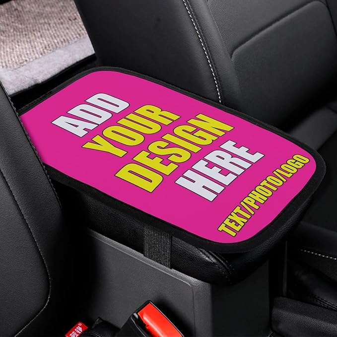 Custom Car Armrest Cushion Personalized Text Photo Logo Customize Auto Center Console Armrest Pad Cushion Universal Deco Pad Center Console Cover for Car Seat Handrail Box, Deep Pink