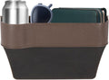 HARFINGTON Car Seat Gap Filler Organizer 10.2 x 6.5 x 2.4 Inch ABS Universal Car Organizer Storage Box Between Seat and Console (Left) with Cup Holders for Phone Sunglasses Keys, Brown