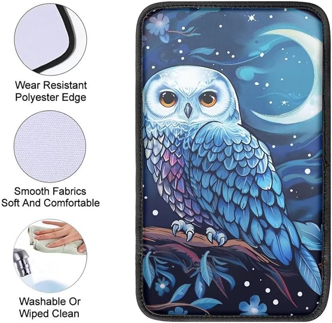Mintutlipy Blue Owl Car Center Console Cover Universal Armrest Cushion for Car Auto Center Console Armrest Box Pad Waterproof