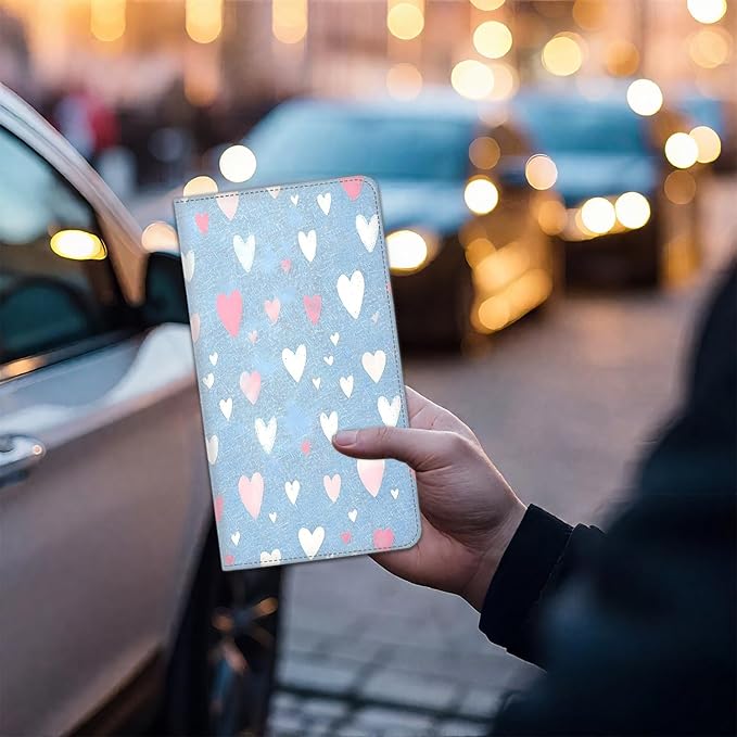 Car Registration and Insurance Card Holder for Women Men, Waterproof PU Leather Glove Box Car Organizer with Magnetic Shut, Vehicle Document Holder for Driver License,Cards, Colorful Love Peach