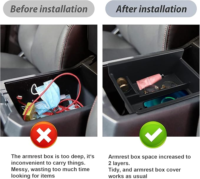 SKTU for 2020-2024 2025 Kia Telluride 2014-2024 Toyota 4Runner Center Console Organizer Insert ABS Black Materials Tray 2024 2025 Telluride Accessories with Coin and Sunglasses Holder