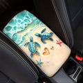 Suobstales Beach Turtle Starfish Heart Print Car Armrest Pad Soft Center Console Arm Rest Protector Cover Universal Car Interior Accessories Decoration