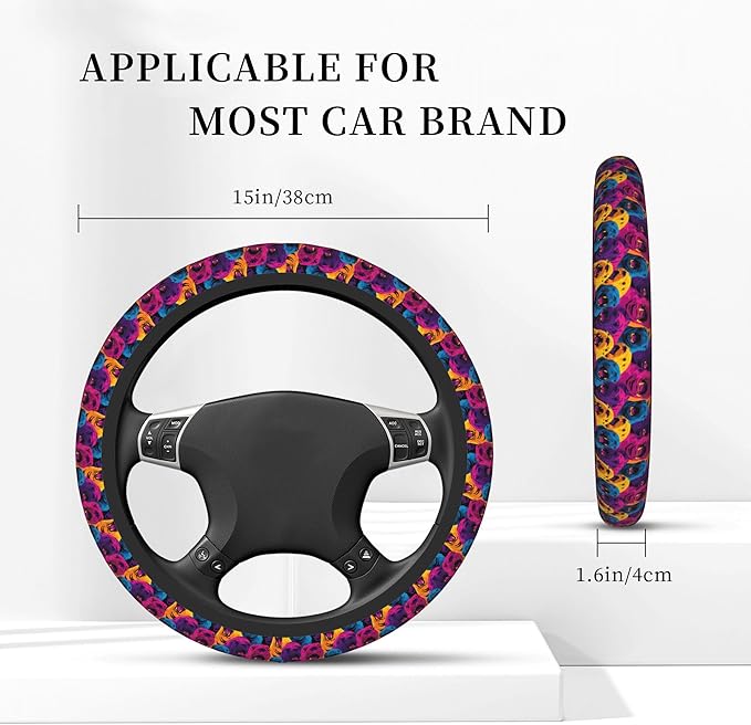 Car Steering Wheel Cover 15 Inch Leather Breathable Universal Auto Steering Wheel Protector Fit Auto Suvs Van Truck - Playful Walrus Wonders 1