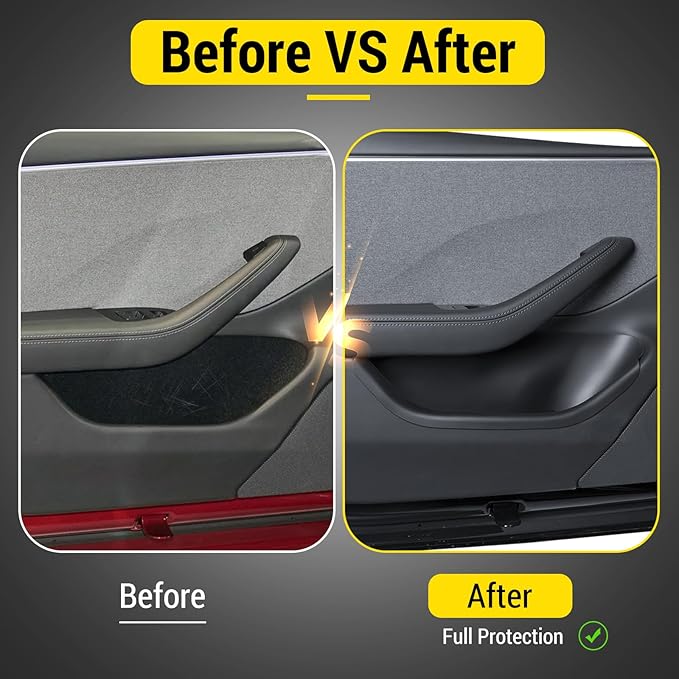 PUOENI New 2025 2026 Model Y Juniper Door Side Organizer 4PCS Full-Cover TPE Front and Rear Door Side Storage Box for Refresh Model Y Juniper Interior Accessories