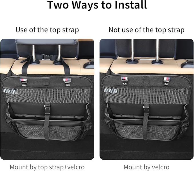 Hanging Car Trunk Organizer and Storage, Premium Faux Leather Large Capacity Storage Accessories, Backseat Car Organizer for SUV/MPV/Truck (1, Black)