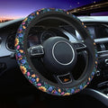 Colorful Floral Steering Wheel Cover for Women Men Girls Car Accessories Decor Anti-Slip Neoprene Auto Steering Wheel Covers Protector Universal 15 Inch
