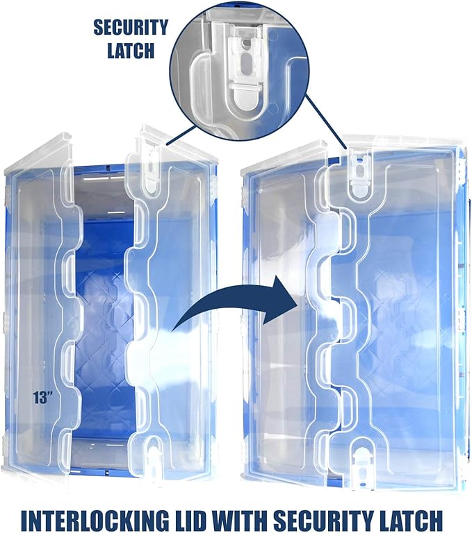 Mount-It! Folding Plastic Storage Crate, Collapsible Utility Distribution Container with Attached Lid, 23x15x13 Inches, 65L Liter Capacity, Clear (SET OF 3)